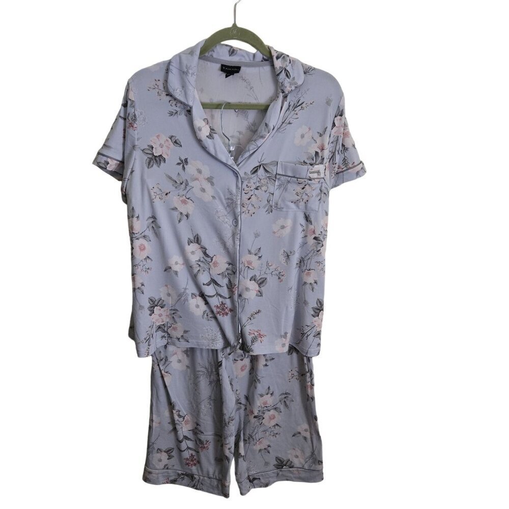 Tahari Capri Cherry Blossom Short Sleeve Pajamas Set Size L